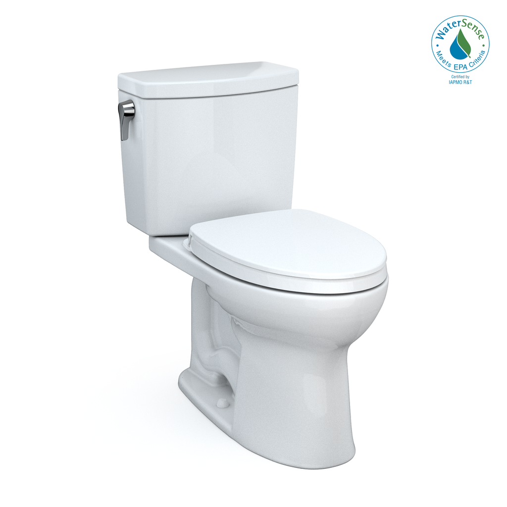 TOTO MS454124CUFG#01 Drake Ii 1G Two-Piece Elongated 1.0 Gpf Universal Height Toilet With Cefiontect And Ss124 Softclose Seat - Cotton White