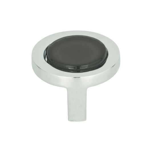 ATLAS 229-BLK-CH Spa 1-1/4" Diameter Round Knob , Polished Chrome