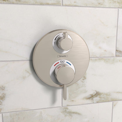 HANSGROHE 15757821 Brushed Nickel Ecostat S Modern Thermostatic Trim