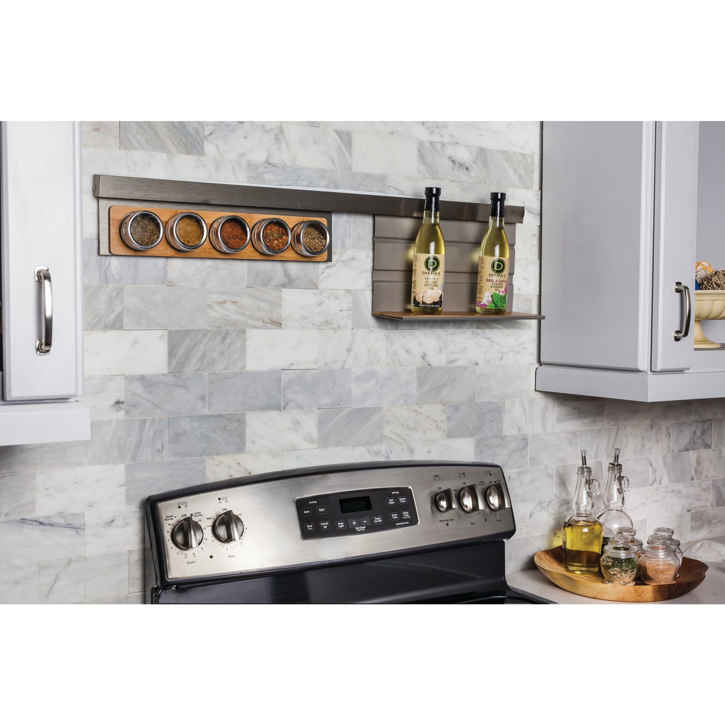 HARDWARE RESOURCES SRSS980-BAM Hanging 5 Spice Bottle Shelf for SMART RAIL® Storage Solution , Aluminum