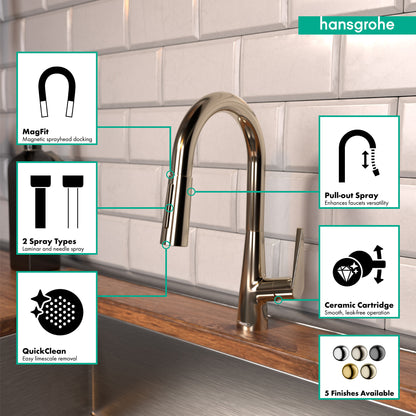 HANSGROHE 72815831 Talis S Prep Kitchen Faucet, 2-Spray Pull-Down, 1.75 GPM - Polished Nickel
