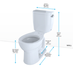 TOTO CST243EFR#01 Entrada Two-Piece Round 1.28 Gpf Universal Height Toilet With Right-Hand Trip Lever - Cotton White