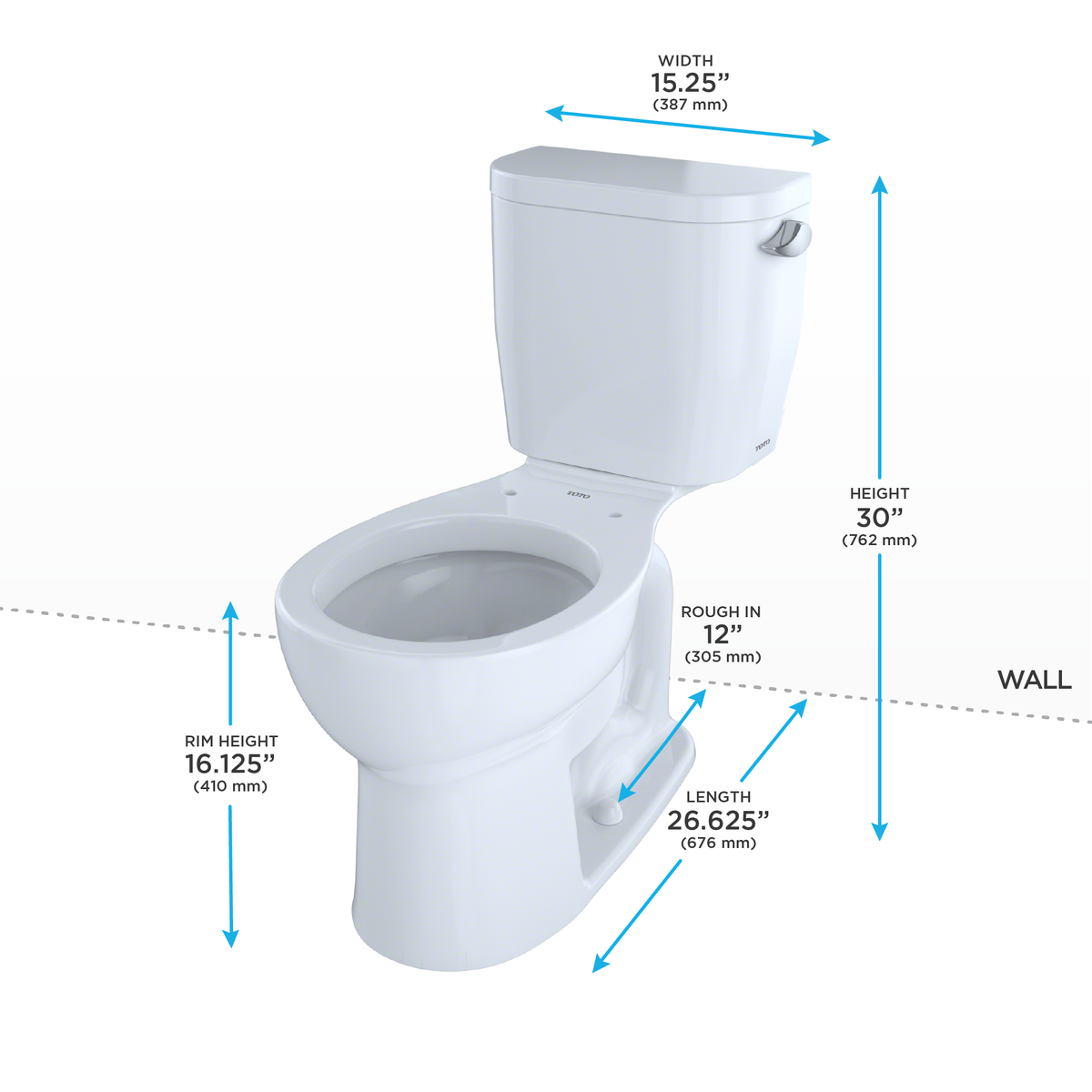 TOTO CST243EFR#01 Entrada Two-Piece Round 1.28 Gpf Universal Height Toilet With Right-Hand Trip Lever - Cotton White