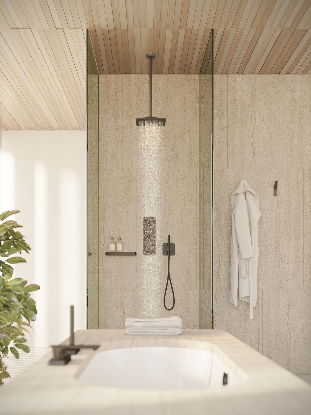 AXOR 28793341 Citterio C Showerhead 270 Square 1-Jet Ceiling Connection, 2.5 GPM - Brushed Black Chrome