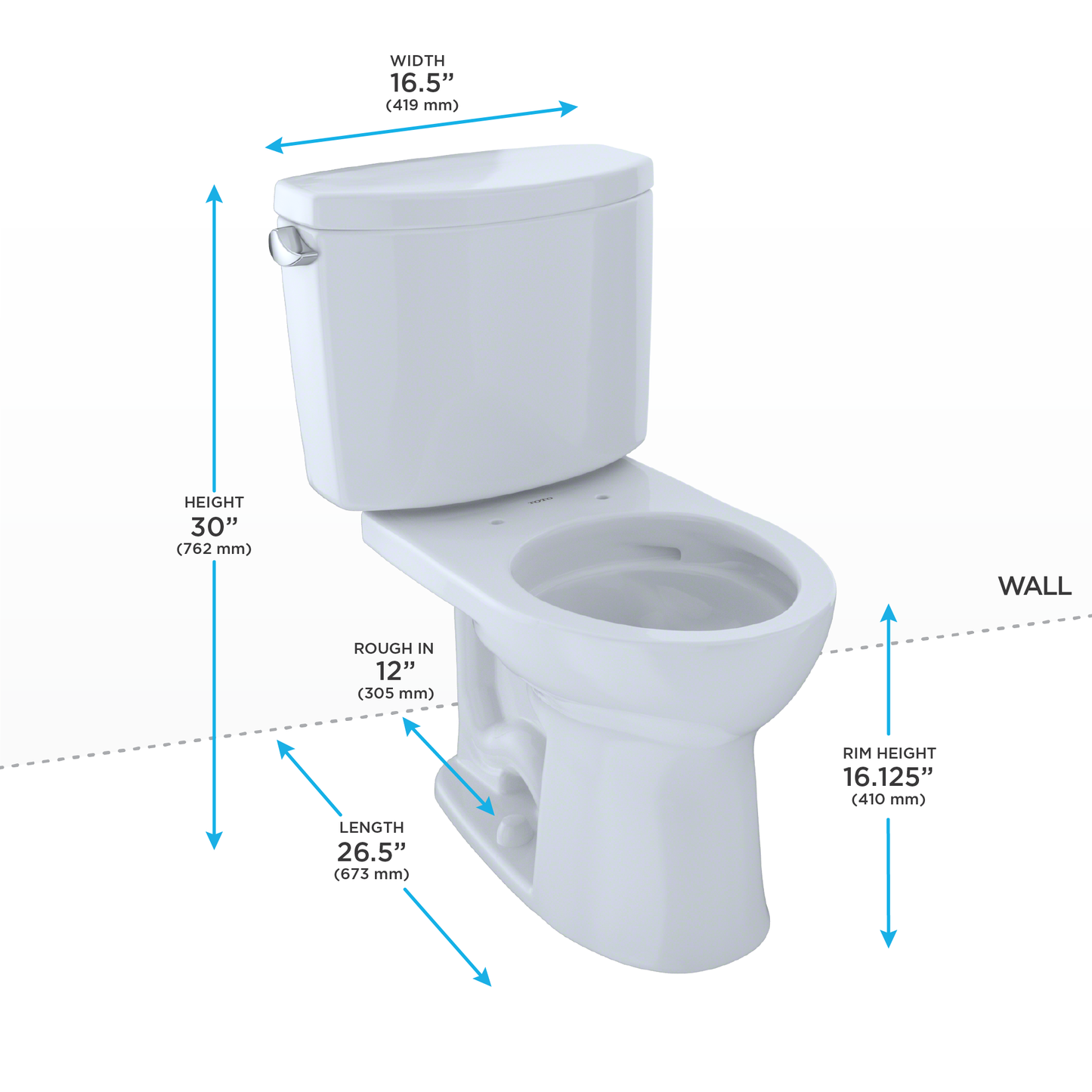 TOTO CST453CEF#51 Drake II Two-Piece Round 1.28 GPF Universal Height Toilet , Ebony