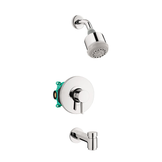 HANSGROHE 04906000 Clubmaster Pressure Balance Tub/Shower Set with Rough, 2.5 GPM - Chrome