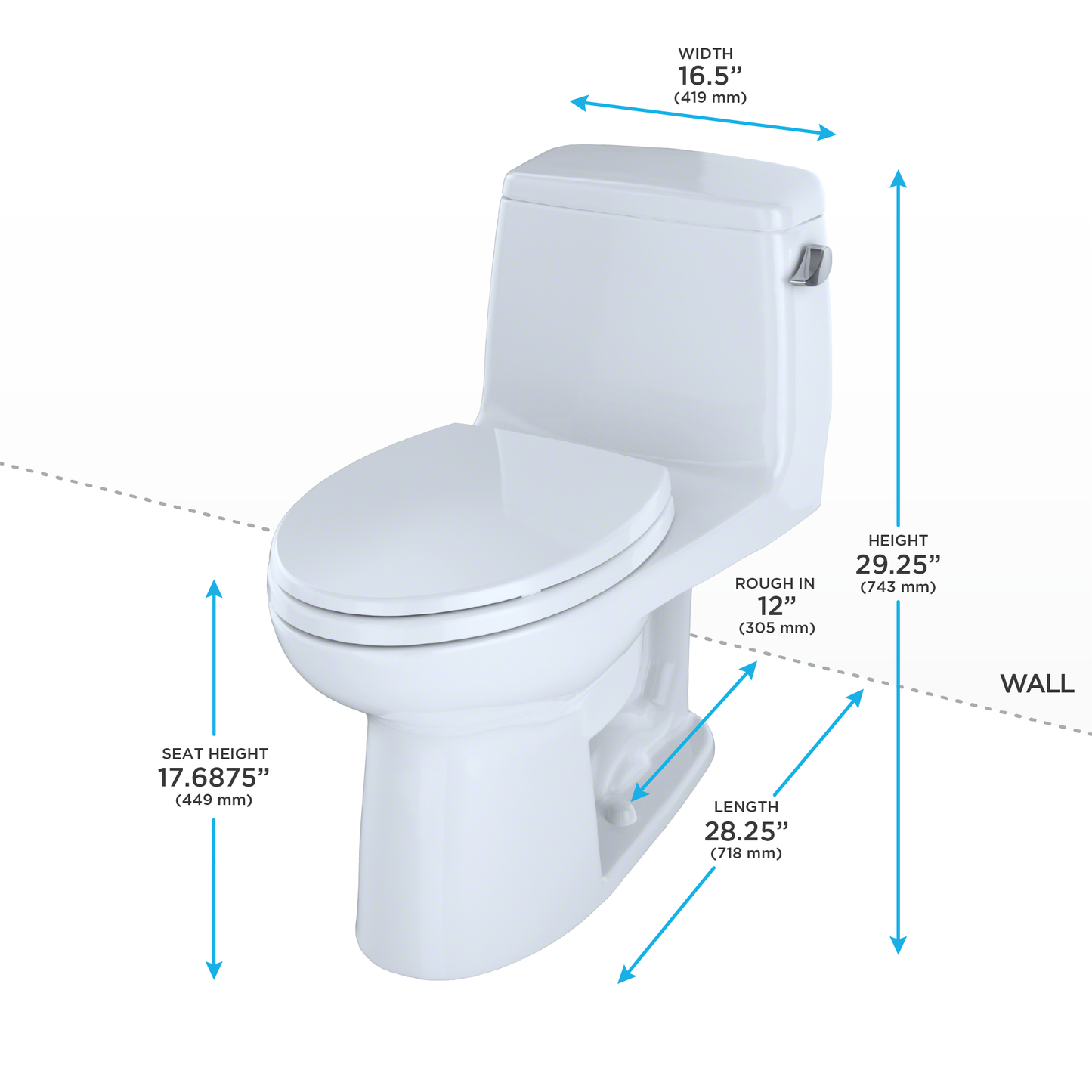 TOTO MS854114SLR#01 UltraMax One-Piece Elongated 1.6 GPF ADA Compliant Toilet with Right-Hand Trip Lever , Cotton White