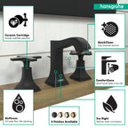 HANSGROHE 31306671 Metropol Classic Widespread Faucet 110 with Cross Handles and Pop-Up Drain, 1.2 GPM - Matte Black