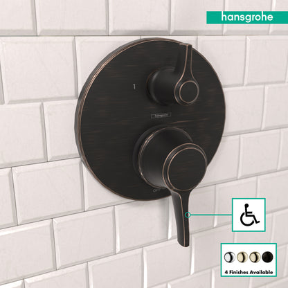 HANSGROHE 04449920 Ecostat Classic Pressure Balance Trim with Diverter, Round - Rubbed Bronze