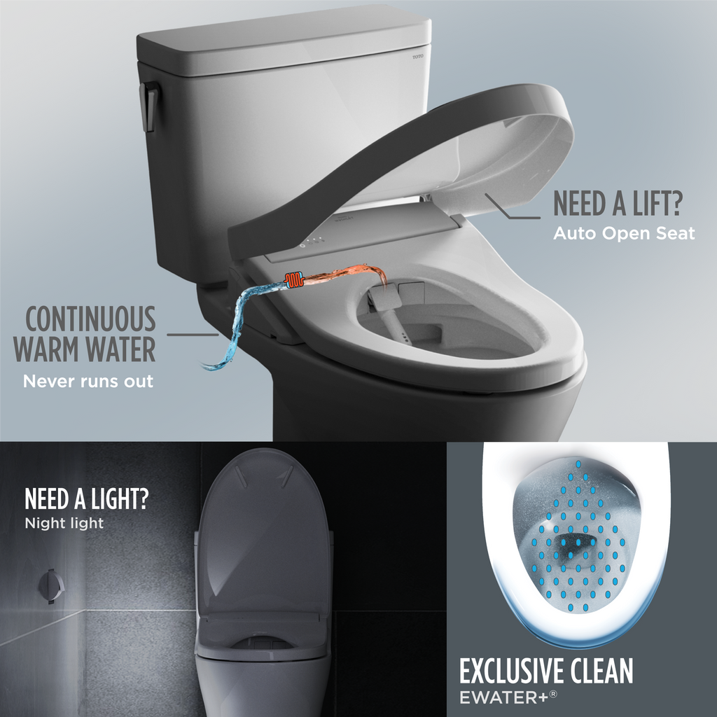 TOTO CWT4284736CMFGA#MS Washlet+ Ep Wall-Hung Elongated Toilet With S7A Contemporary Bidet Seat And Duofit In-Wall 0.9 And 1.28 Gpf Auto Dual-Flush Tank System - Matte Silver