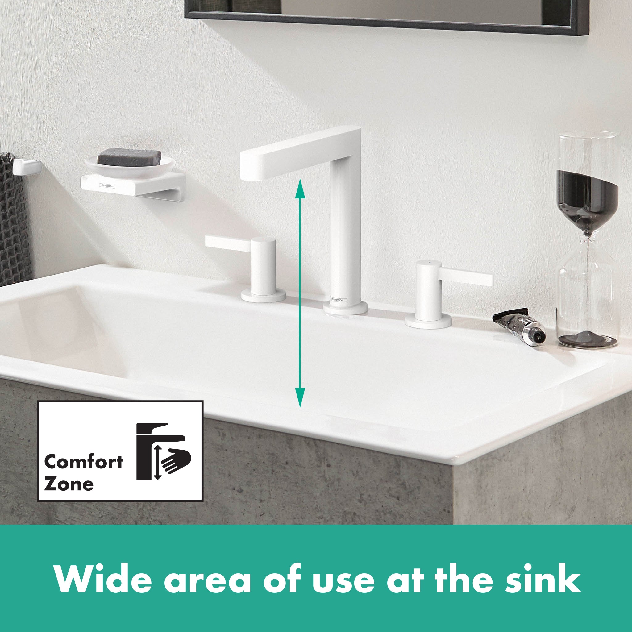 HANSGROHE 76034701 Finoris Wide-spread Faucet 160 with Pop-up Drain, 1.2 GPM - Matte White