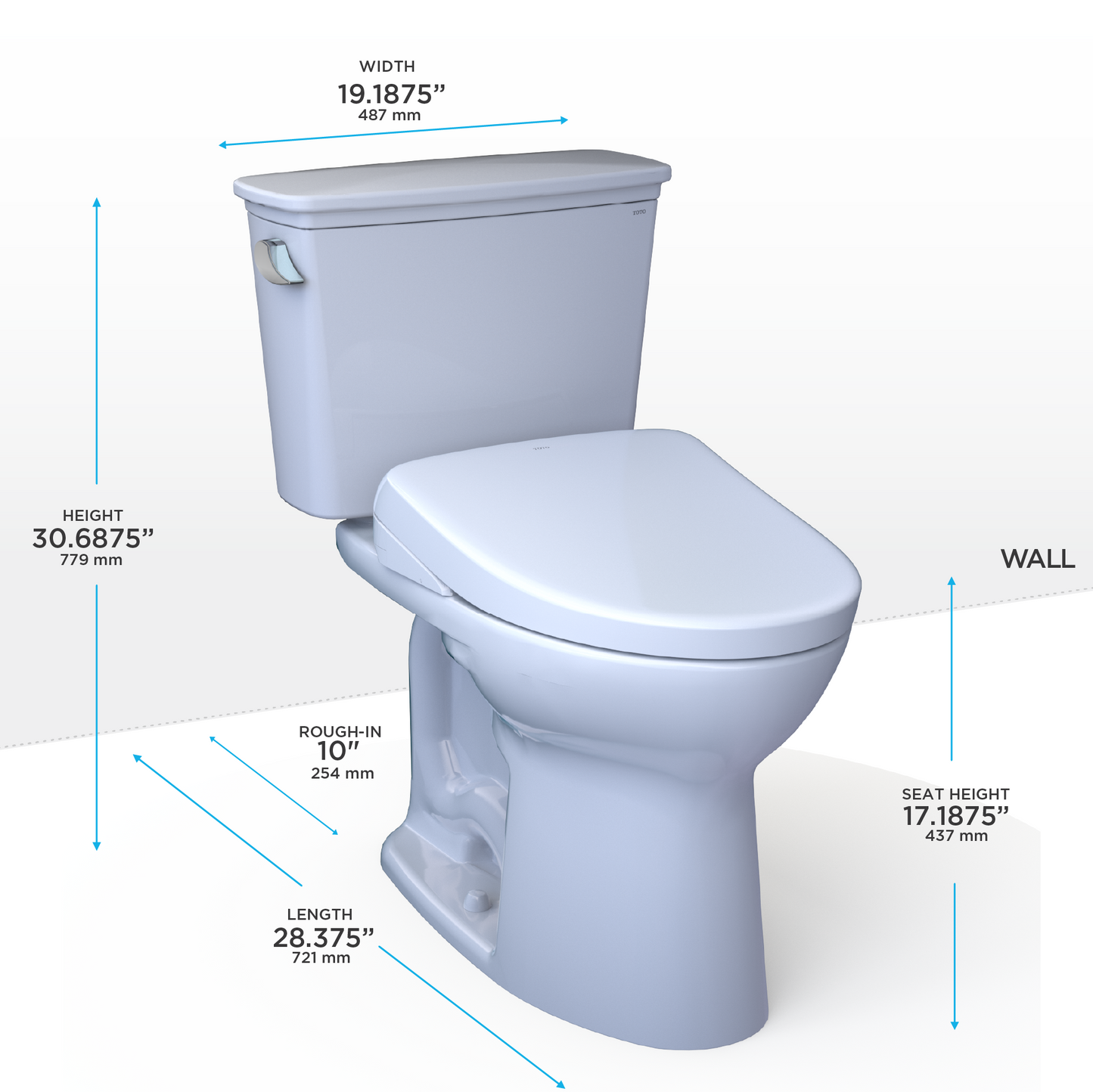 TOTO MW7864726CEFGA.10#01 Drake Transitional WASHLET+ Two-Piece Elongated 1.28 GPF Universal Height TORNADO FLUSH Toilet and S7 Bidet Seat with Auto Flush , Cotton White