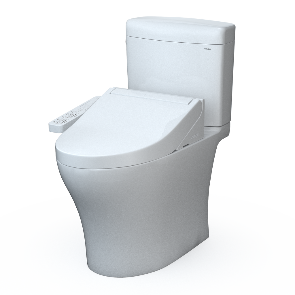 TOTO MW4363074CEMFGN#01 Washlet+ Aquia Iv Cube Two-Piece Elongated Dual Flush 1.28 And 0.9 Gpf Toilet With C2 Bidet Seat - Cotton White
