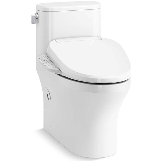 KOHLER Spacity K-28020-HC-0 Spacity Hidden Cord One-Piece Compact Elongated Toilet With Skirted Trapway 1.28 Gpf - White
