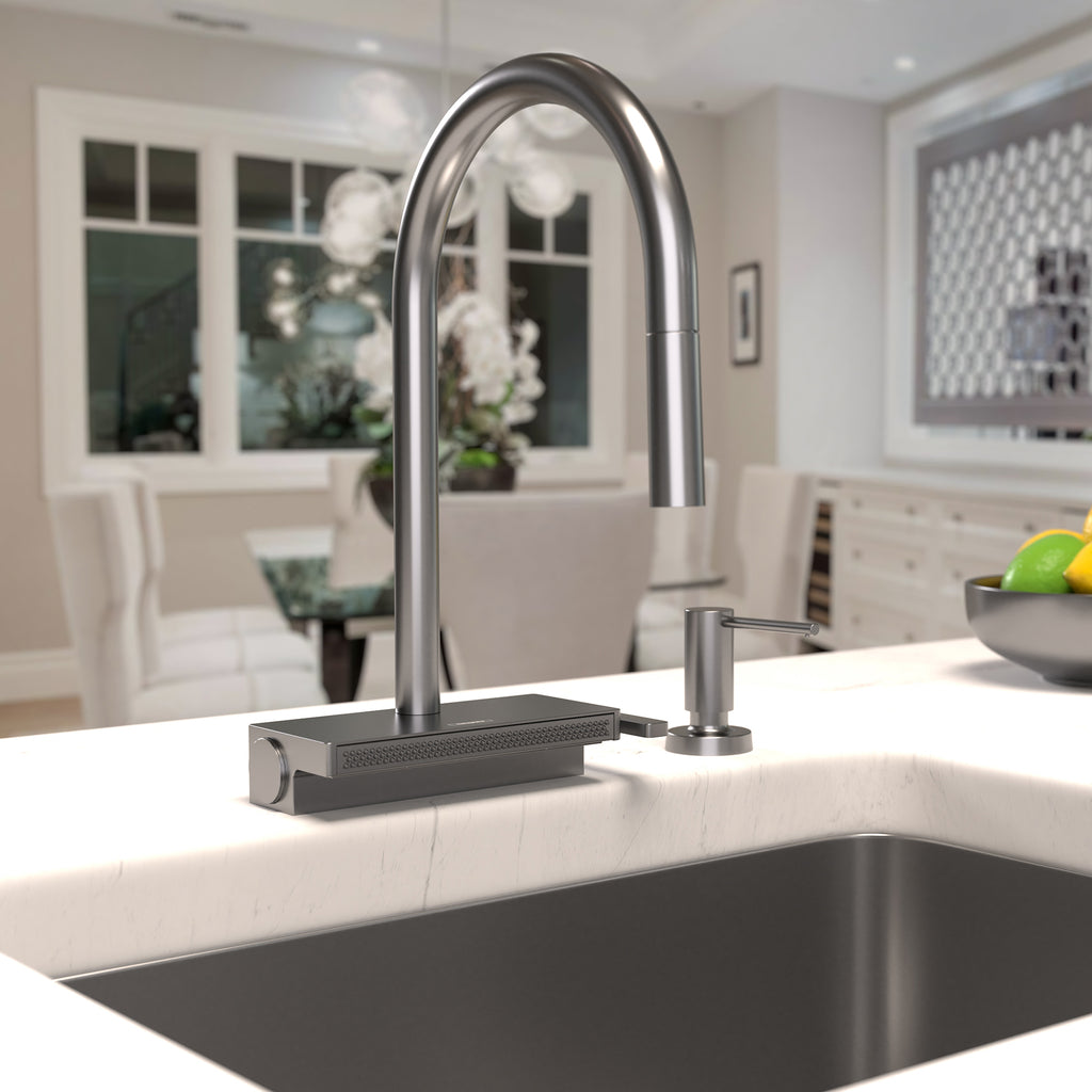 HANSGROHE 73831341 Aquno Select HighArc Kitchen Faucet, 3-Spray Pull-Down with sBox, 1.75 GPM - Brushed Black Chrome