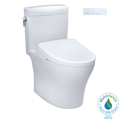 TOTO MW4364736CEMFGNA#01 Washlet+ Aquia Iv Cube Two-Piece Elongated Dual Flush 1.28 And 0.9 Gpf Toilet With Auto Flush S7A Contemporary Bidet Seat - Cotton White
