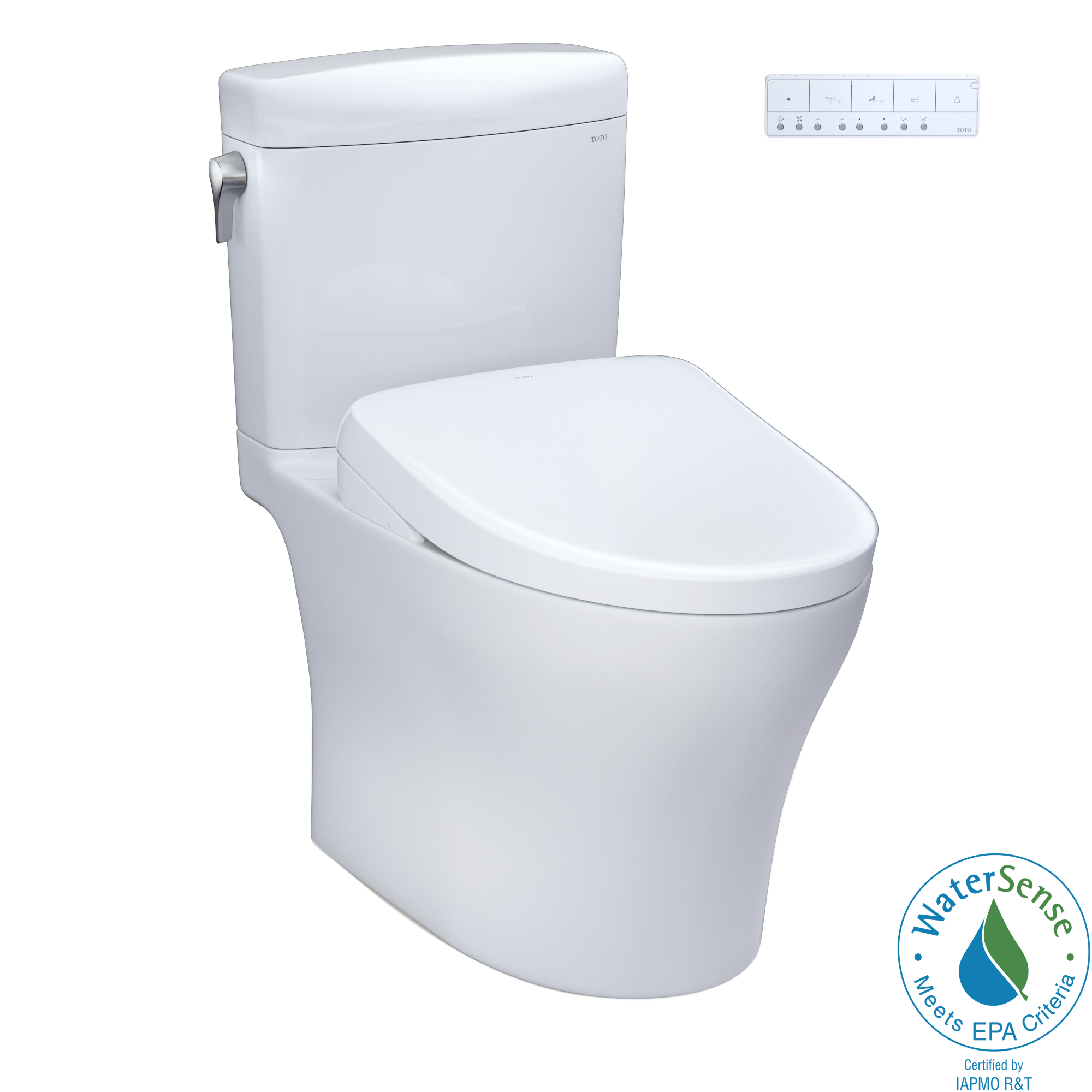 TOTO MW4364736CEMFGN#01 Washlet+ Aquia Iv Cube Two-Piece Elongated Dual Flush 1.28 And 0.9 Gpf Toilet With S7A Contemporary Bidet Seat - Cotton White