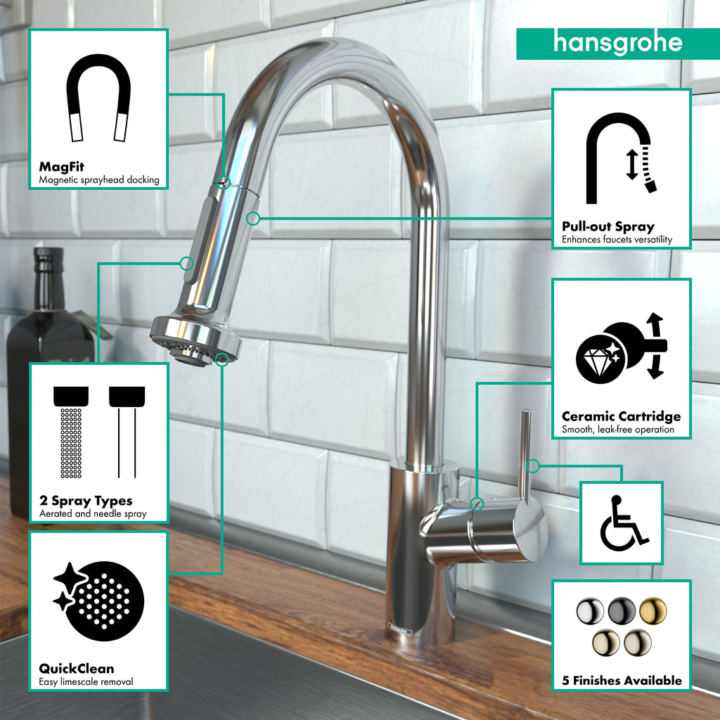 HANSGROHE 04286000 Talis S² Prep Kitchen Faucet, 2-Spray Pull-Down, 1.75 GPM - Chrome