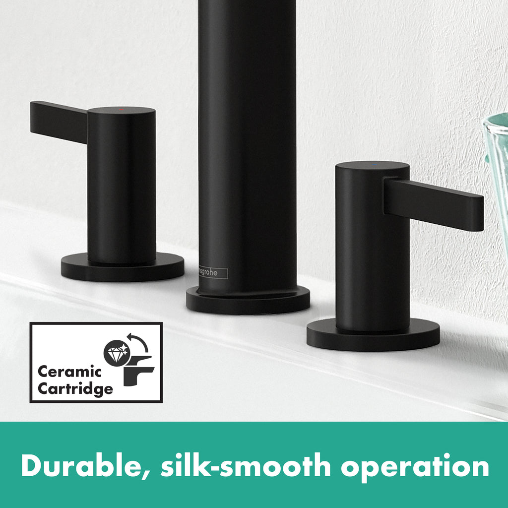 HANSGROHE 76034671 Finoris Wide-spread Faucet 160 with Pop-up Drain, 1.2 GPM - Matte Black