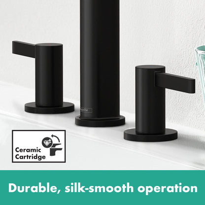 HANSGROHE 76033671 Finoris Wide-spread Faucet 110 with Pop-up Drain, 1.2 GPM - Matte Black