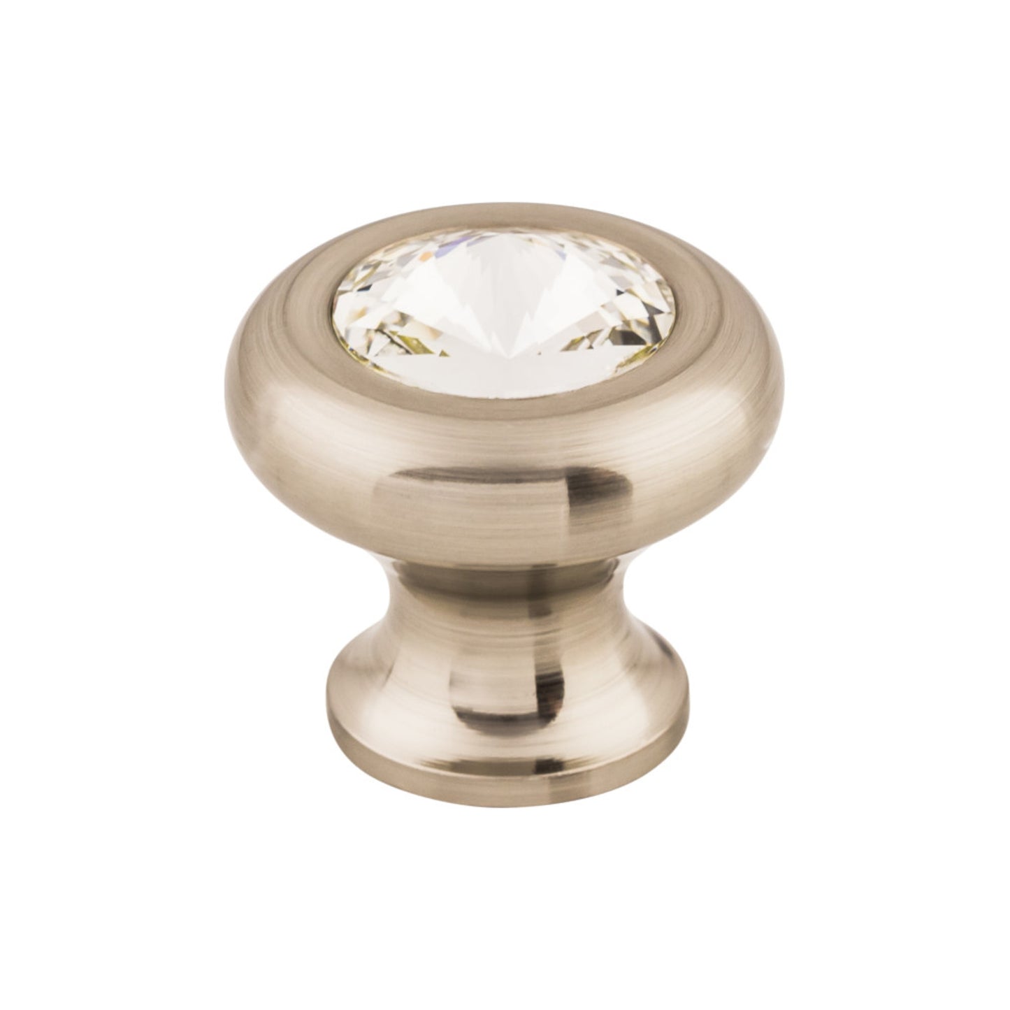 TOP KNOBS TK846BSN Hayley Crystal  Clear 1 3/16" Diameter Round Knob , Brushed Satin Nickel