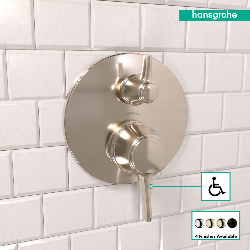 HANSGROHE 04449830 Ecostat Classic Pressure Balance Trim with Diverter, Round - Polished Nickel