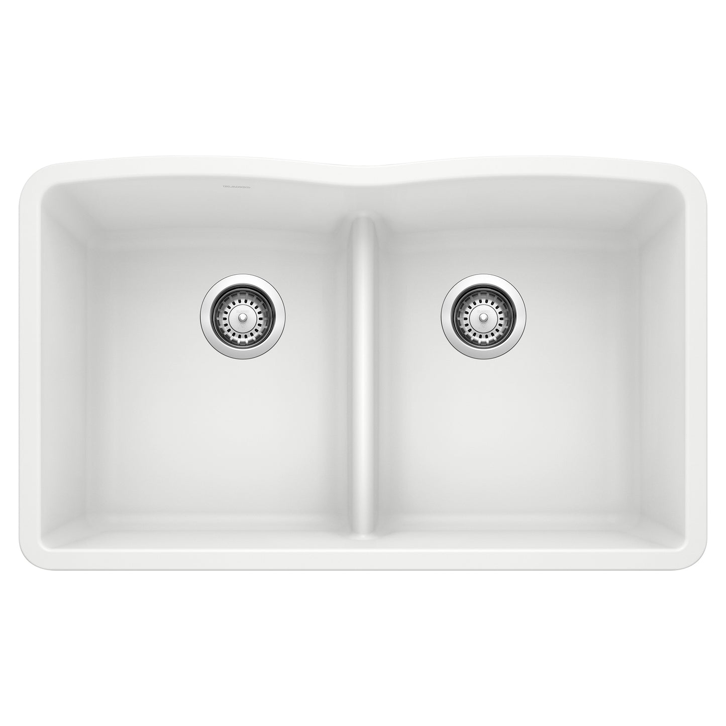 BLANCO 442074 Diamond Diamond SILGRANIT 32" 50/50 Double Bowl Undermount Kitchen Sink with Low Divide - White in White