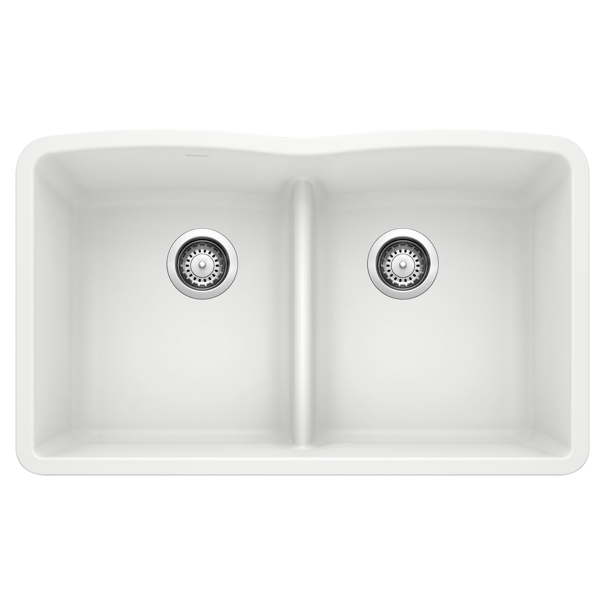 BLANCO 442074 Diamond Diamond SILGRANIT 32" 50/50 Double Bowl Undermount Kitchen Sink with Low Divide - White in White
