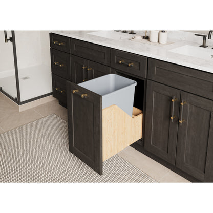 HARDWARE RESOURCES CDM-WBMS35VG Single 35 Quart Wood Bottom-Mount Soft-close Vanity Trashcan Rollout for Door Mounting, Includes One Grey Can - Grey