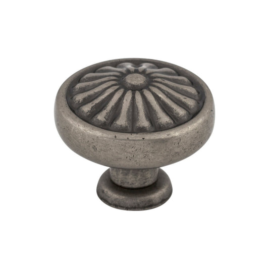 TOP KNOBS M1598 Flower 1 1/4" Diameter Round Knob - Pewter Antique