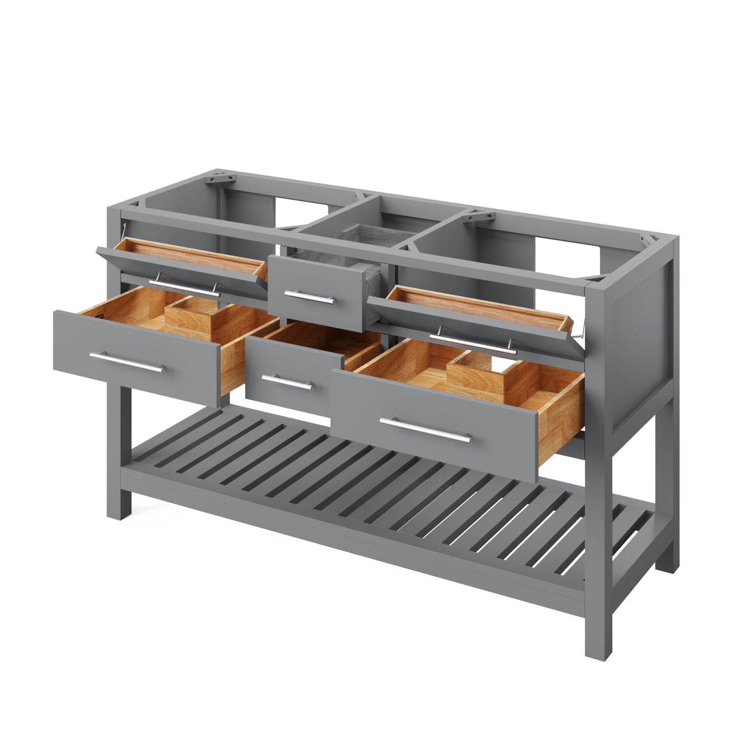 JEFFREY ALEXANDER VN2WAV-60-GR-NT 60" Grey Wavecrest Vanity, double bowl - Grey