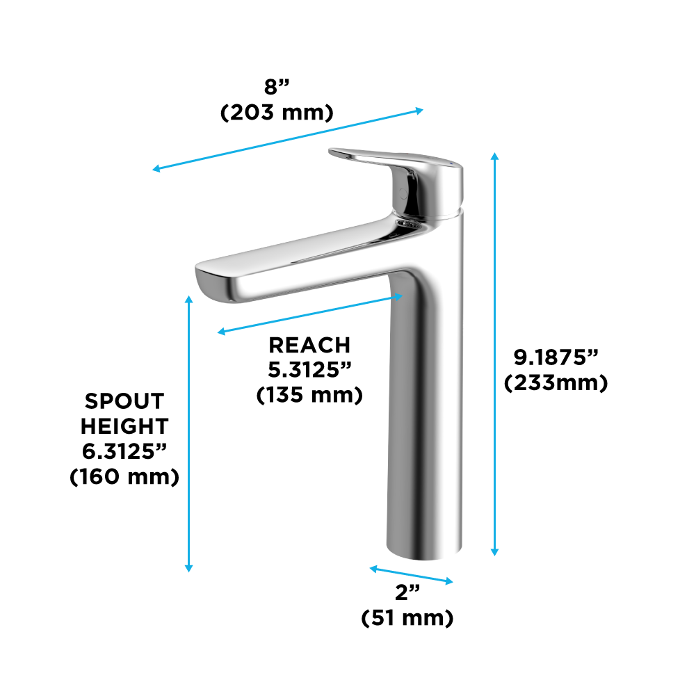 TOTO TLG03303U#CP GS Series 1.2 GPM Single Handle Bathroom Faucet for Semi-Vessel Sink with COMFORT GLIDE Technology and Drain Assembly , Polished Chrome