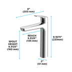 TOTO TLG03303U#PN Gs Series 1.2 Gpm Single Handle Bathroom Faucet For Semi-Vessel Sink With Comfort Glide Technology And Drain Assembly - Polished Nickel