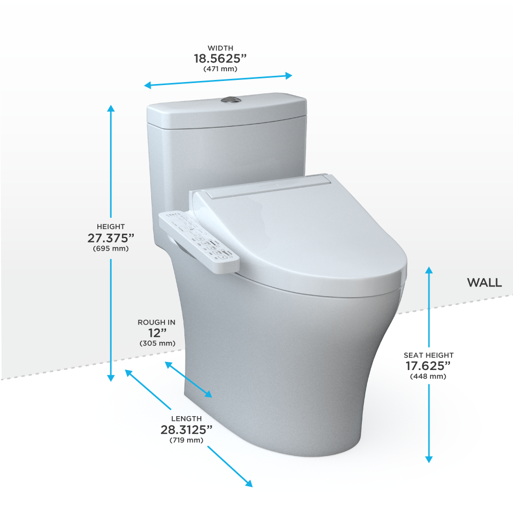 TOTO MW6463074CEMFGN#01 Washlet+ Aquia Iv One-Piece Elongated Dual Flush 1.28 And 0.9 Gpf Toilet And Washlet C2 Bidet Seat - Cotton White