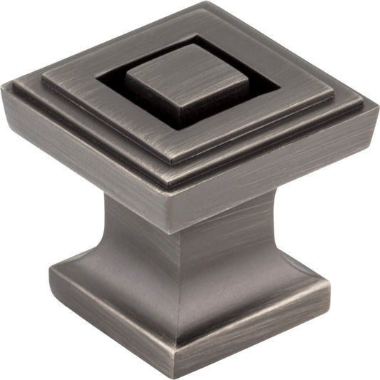 JEFFREY ALEXANDER 585BNBDL Delmar 1" Length Square Knob - Brushed Pewter