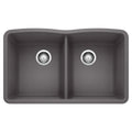 BLANCO 441470 Diamond Diamond SILGRANIT 32" 50/50 Double Bowl Undermount Kitchen Sink - Cinder in Cinder
