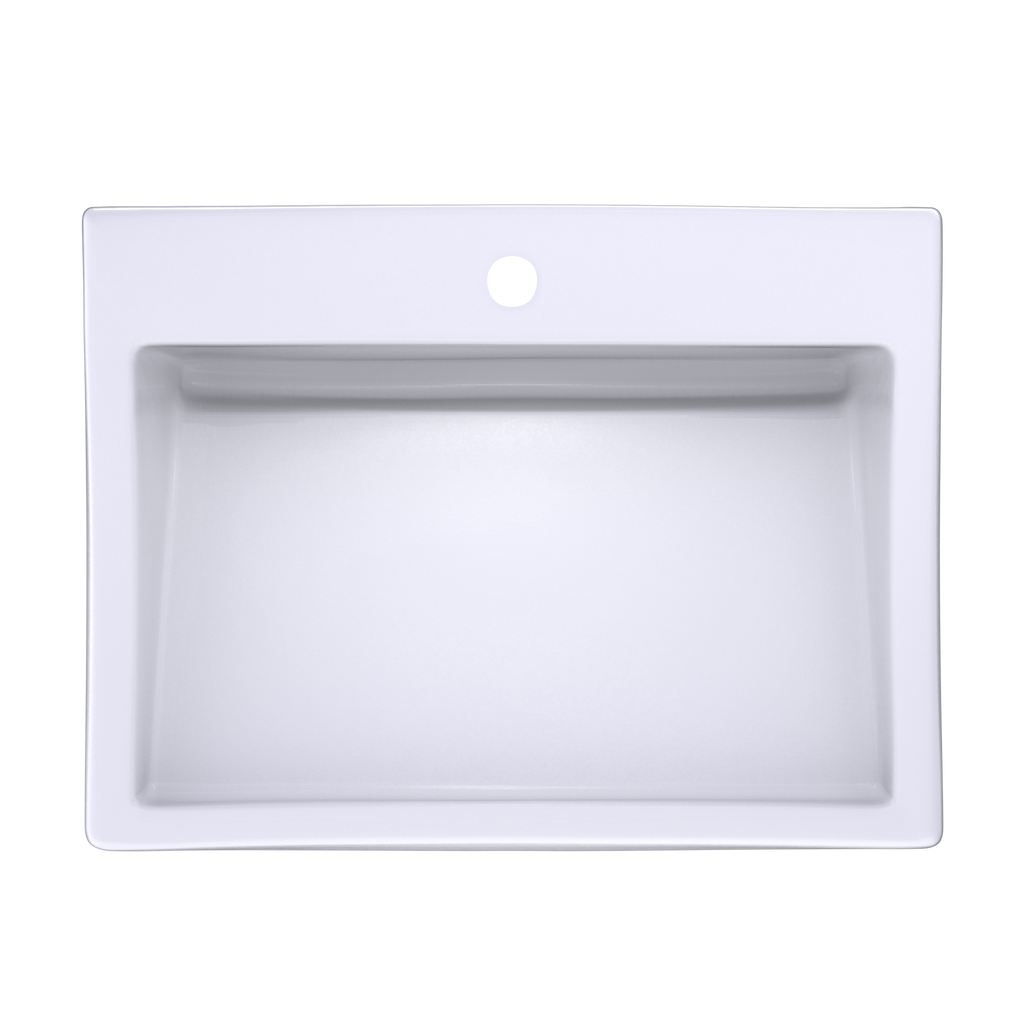 TOTO LT171G#01 Kiwami Renesse Design I Rectangular Fireclay Vessel Bathroom Sink With Cefiontect For Single Hole Faucets - Cotton White