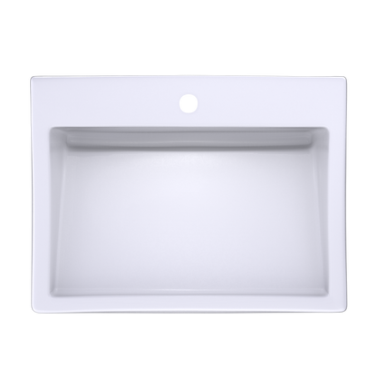 TOTO LT171G#01 Kiwami Renesse Design I Rectangular Fireclay Vessel Bathroom Sink With Cefiontect For Single Hole Faucets - Cotton White