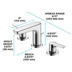 TOTO TLG03201U#CP Gs Series 1.2 Gpm Two Handle Widespread Bathroom Sink Faucet With Drain Assembly - Polished Chrome