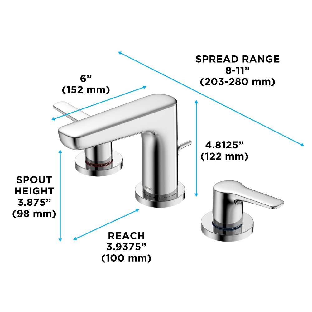 TOTO TLG03201U#CP Gs Series 1.2 Gpm Two Handle Widespread Bathroom Sink Faucet With Drain Assembly - Polished Chrome