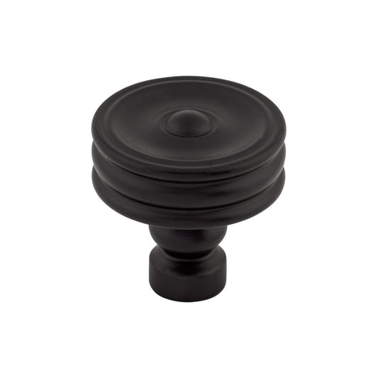 TOP KNOBS TK881BLK Brixton Ridged 1 1/4" Diameter Round Knob - Flat Black