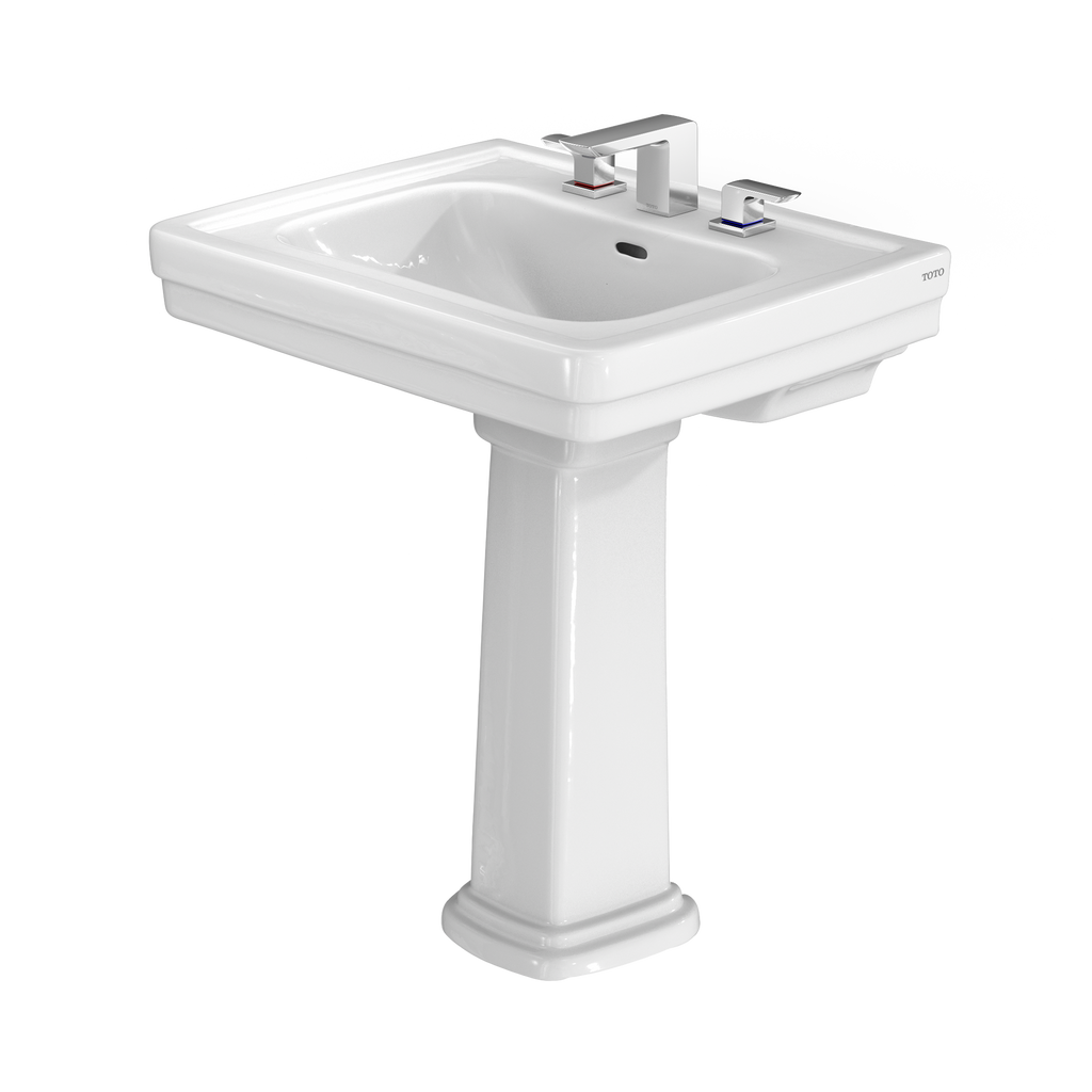 TOTO LPT530.8N#01 Promenade 27-1/2" X 22-1/4" Rectangular Pedestal Bathroom Sink For 8 Inch Center Faucets - Cotton White