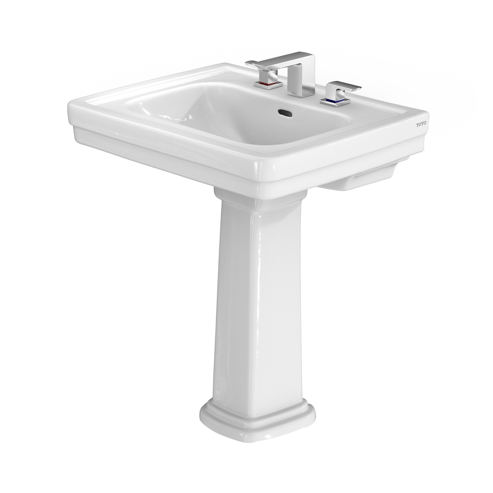 TOTO LPT530.8N#01 Promenade 27-1/2" X 22-1/4" Rectangular Pedestal Bathroom Sink For 8 Inch Center Faucets - Cotton White