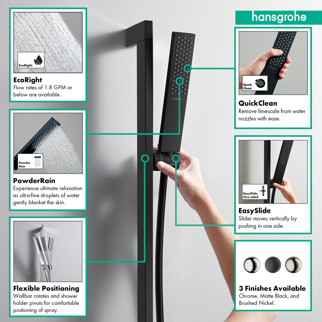 HANSGROHE 24371671 Pulsify E Wallbar Set 100 3-Jet 24", 1.75 GPM - Matte Black