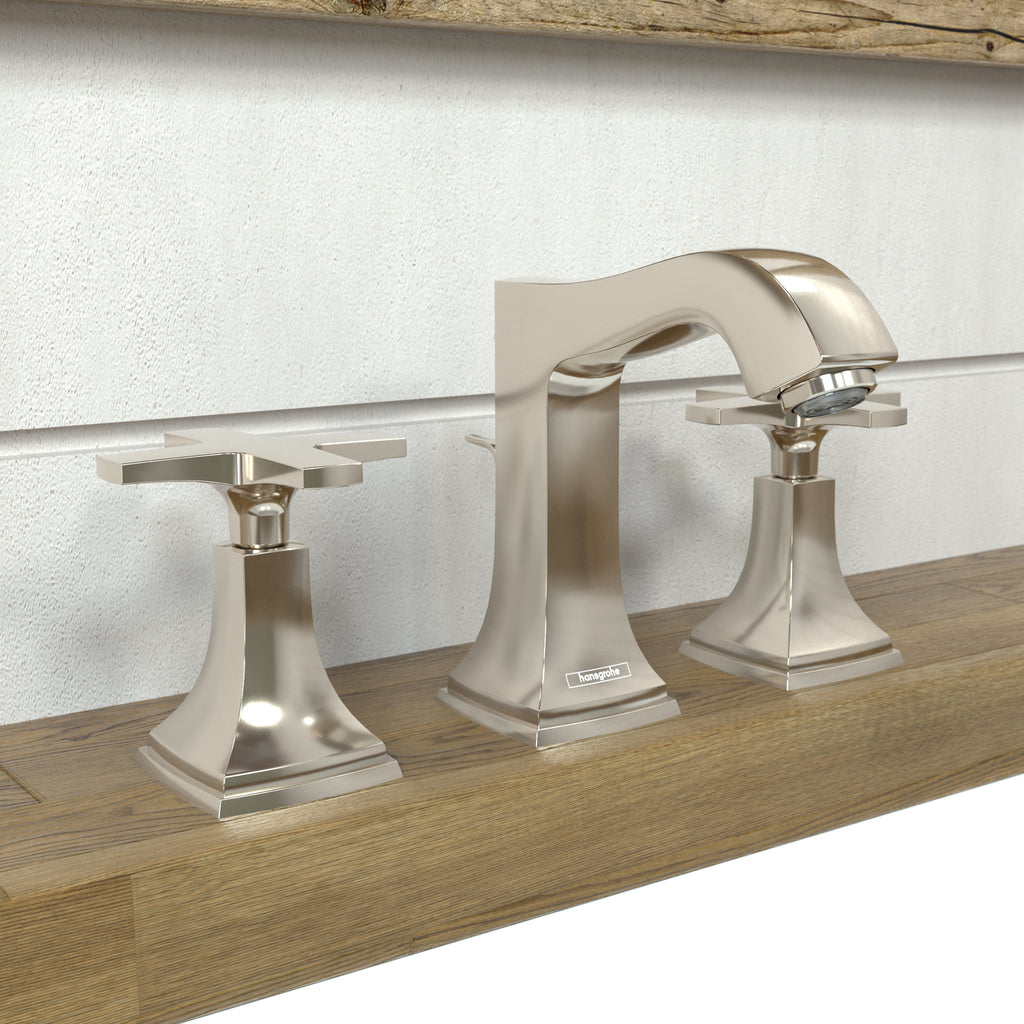 HANSGROHE 31306831 Metropol Classic Widespread Faucet 110 with Cross Handles and Pop-Up Drain, 1.2 GPM - Polished Nickel