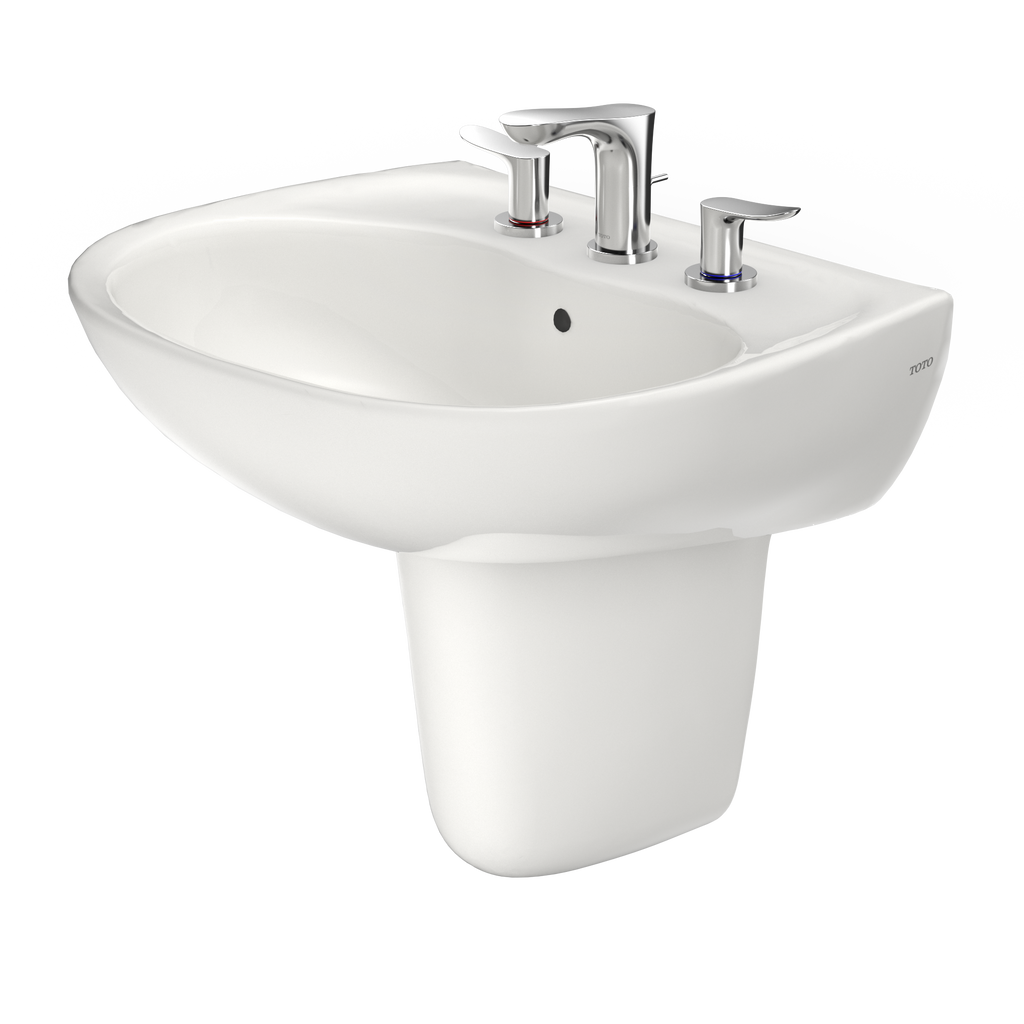 TOTO LHT241.8G#11 Supreme Oval Wall-Mount Bathroom Sink With Cefiontect And Shroud For 8 Inch Center Faucets - Colonial White
