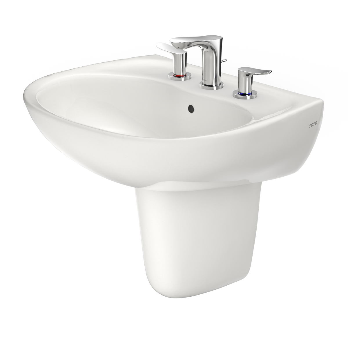 TOTO LHT241.8G#11 Supreme Oval Wall-Mount Bathroom Sink With Cefiontect And Shroud For 8 Inch Center Faucets - Colonial White