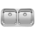 BLANCO 441020 Stellar Stellar 33" 50/50 Double Bowl Undermount Stainless Steel Kitchen Sink in Brushed Finish