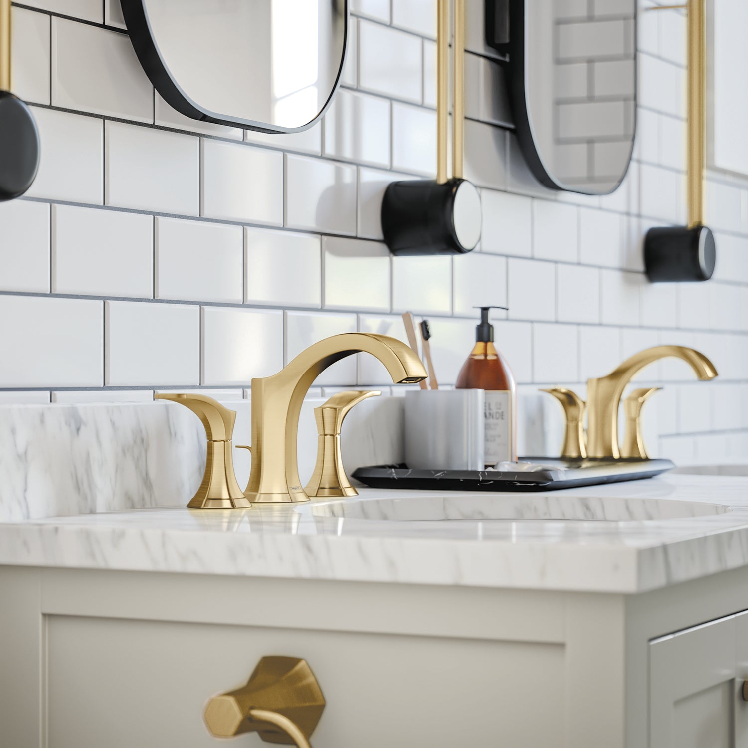 HANSGROHE 04813250 Locarno Widespread Faucet 110 with pop-up drain, 1.2 GPM - Brushed Gold Optic