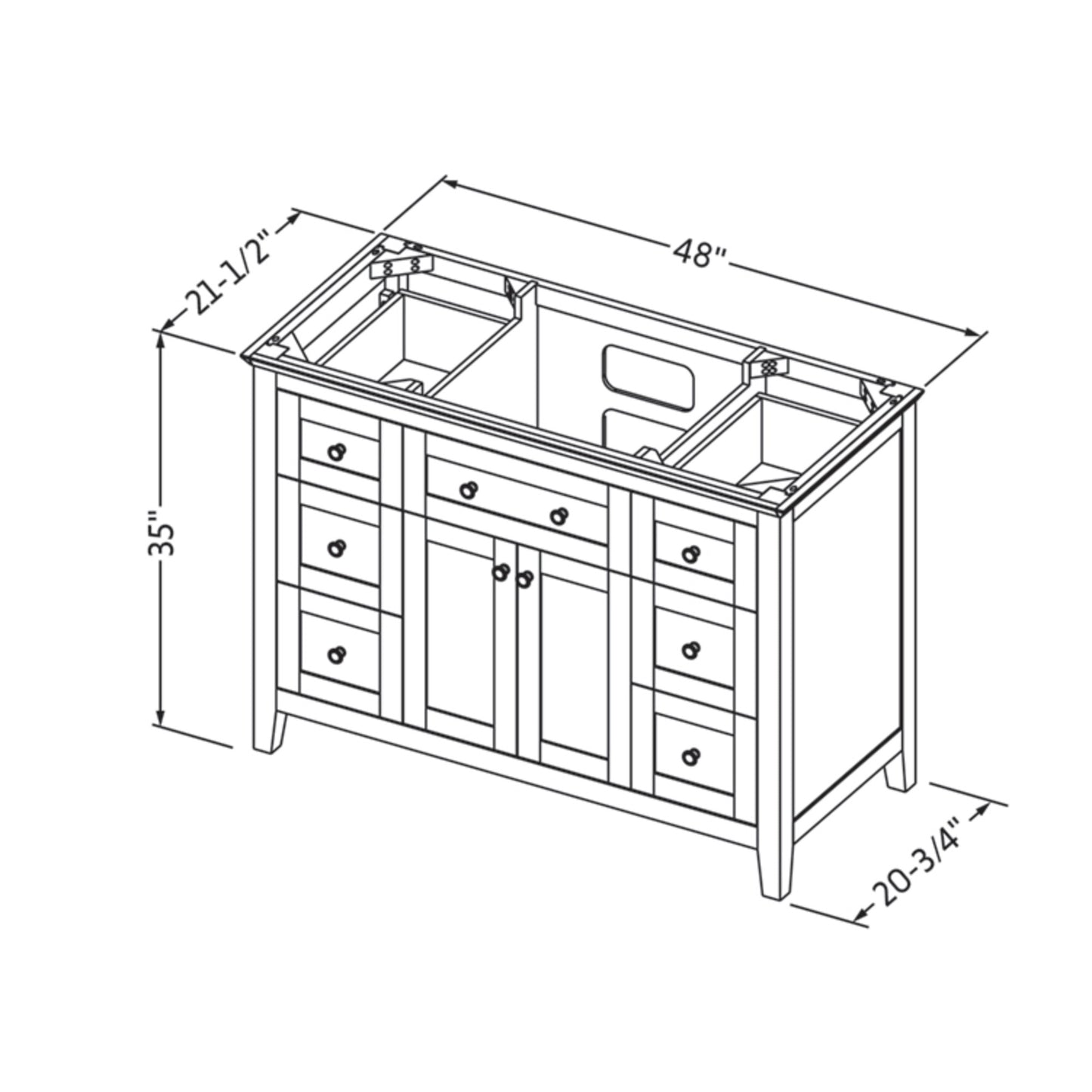 JEFFREY ALEXANDER VN2CHA-48-WH-NT 48" White Chatham Vanity - White